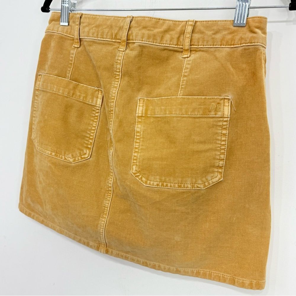 American Eagle Golden Tan Corduroy Patch Pocket Super Stretch Mini Skirt - Picture 6 of 16